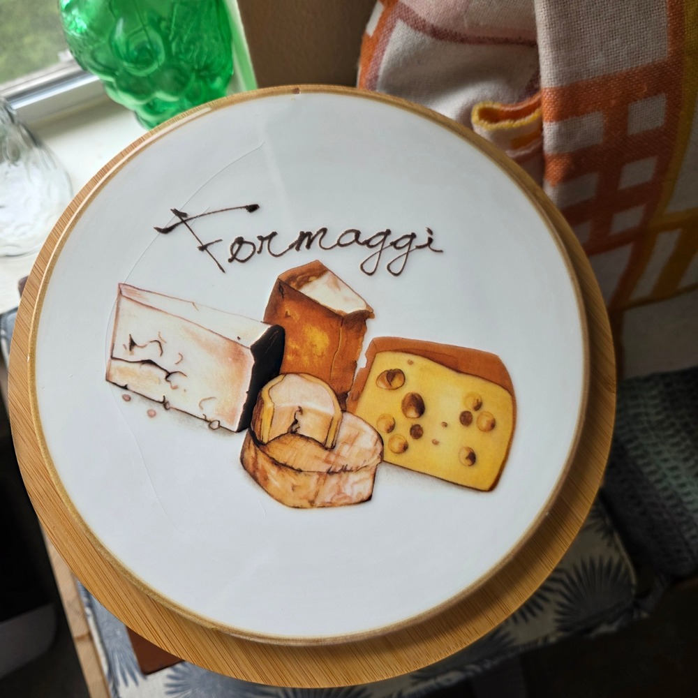 Vintage Ceramica Cuore Formaggi Cheese Plate Made in Italy 8 Inch Round Serving